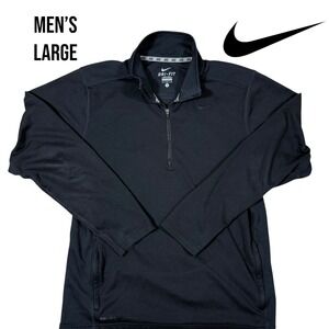 Nike Dri-FIT 1/4 Zip Pullover Men's Large Black Long Sleeve Training Running Top